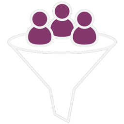 Ícone de um funil com 3 avatars em cima.